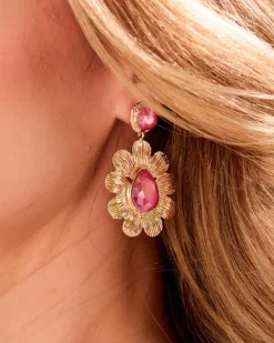 Polin et moi Bisuteria*Pendientes Oro Piedra buganvilla