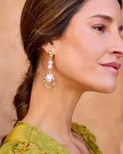 Polin et moi Bisuteria*Pendientes Perlas Magnolia Oro