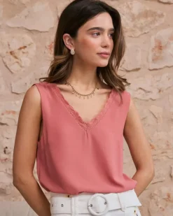 Polin et moi Camisetas Y Tops*Top Encaje Jasira coral