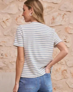 Polin et moi Camisetas Y Tops*Top Lazo Rayas Celeste