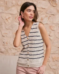 Polin et moi Punto|Camisetas Y Tops*Top Rayas Lea Marino