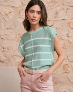Polin et moi Punto|Camisetas Y Tops*Top Rayas Verde Agua VerdeAgua