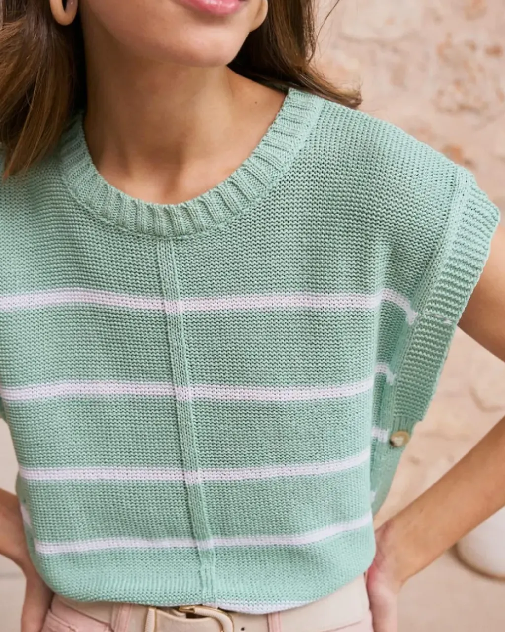 Polin et moi Punto|Camisetas Y Tops*Top Rayas Verde Agua VerdeAgua