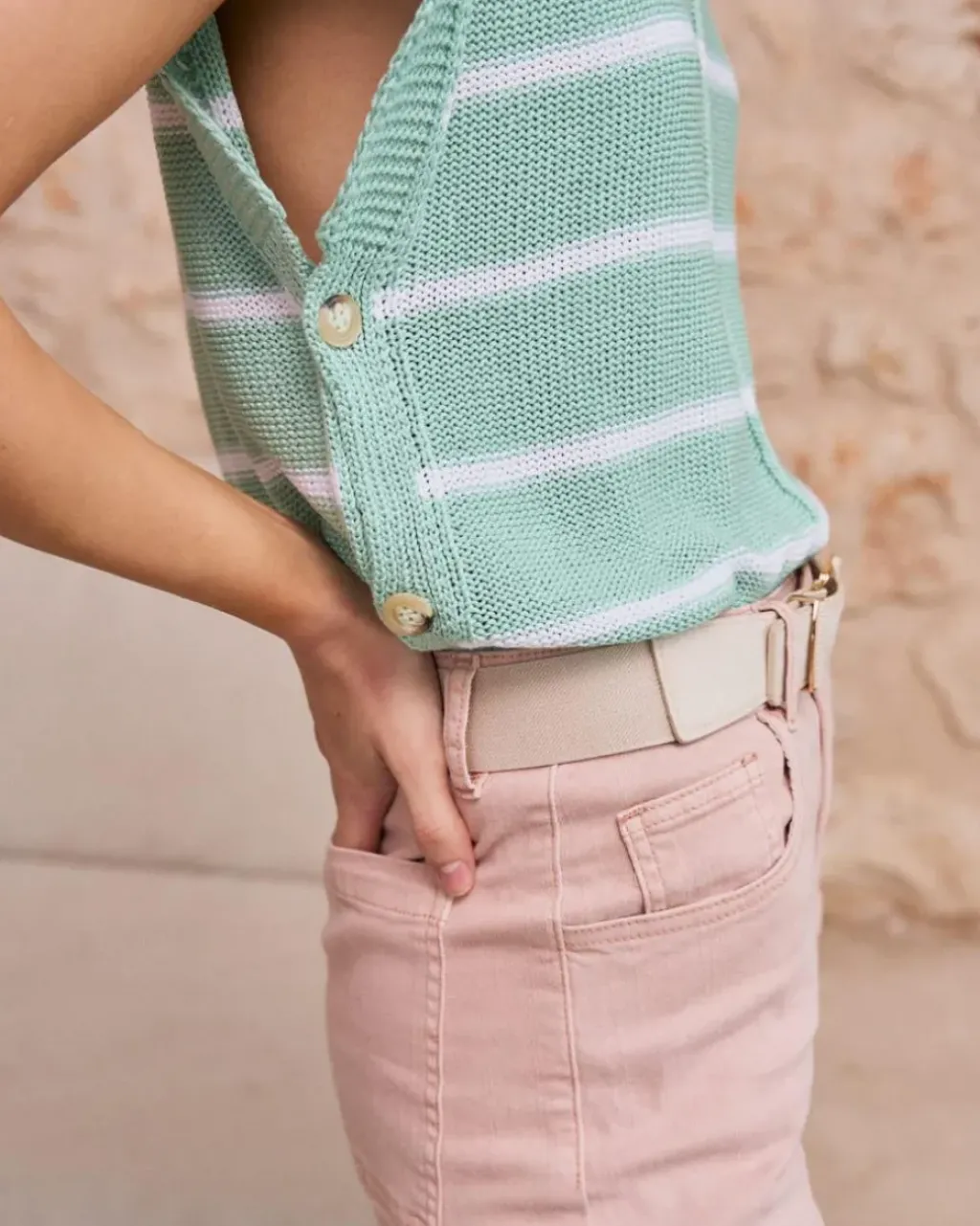 Polin et moi Punto|Camisetas Y Tops*Top Rayas Verde Agua VerdeAgua