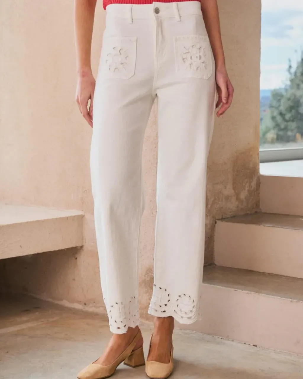 Polin et moi Pantalones*Vaquero Bordado Vesta Crudo