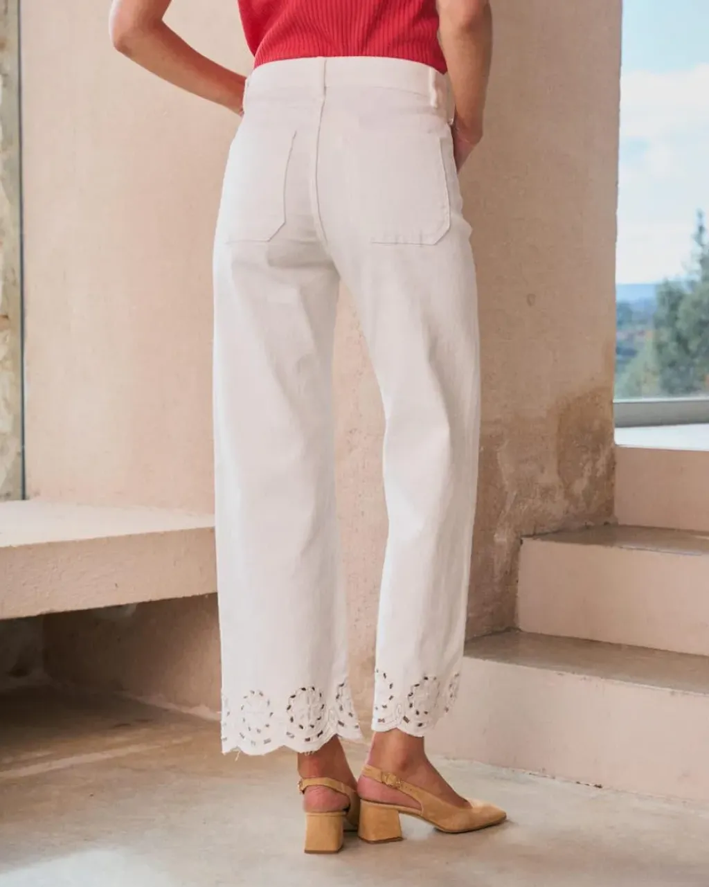 Polin et moi Pantalones*Vaquero Bordado Vesta Crudo
