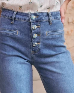 Polin et moi Pantalones*Vaquero Botones Thea DENIM