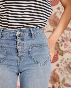 Polin et moi Pantalones*Vaquero Corazones Quiri DENIM
