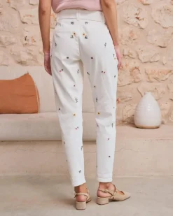 Polin et moi Pantalones*Vaquero Flores Zenia Crudo