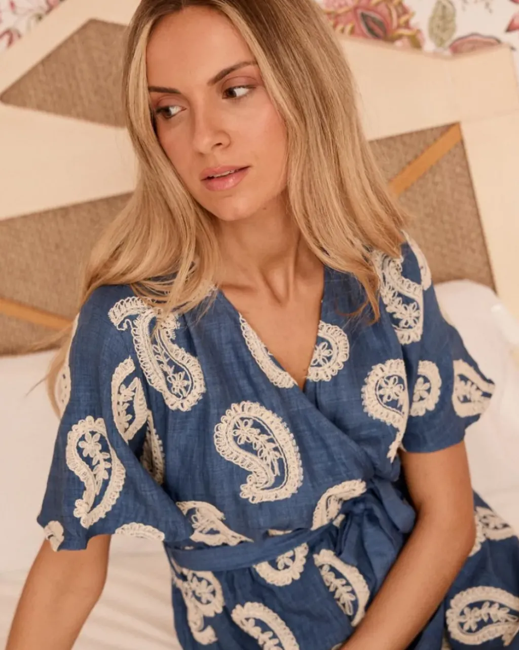 Polin et moi Maternidad|Vestidos Y Monos*Vestido Bordado Paisley Ilse denim