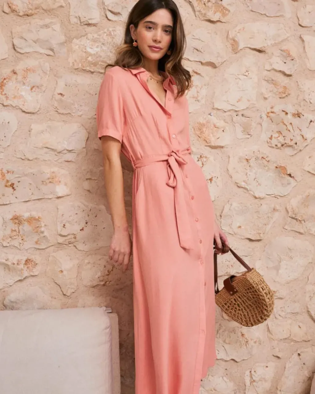 Polin et moi Maternidad|Vestidos Y Monos*Vestido Camisero coral
