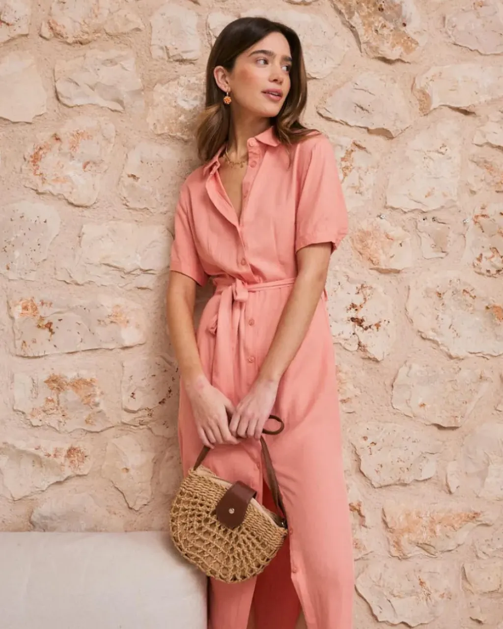 Polin et moi Maternidad|Vestidos Y Monos*Vestido Camisero coral