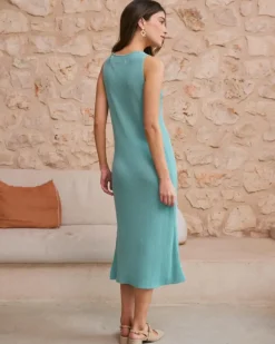 Polin et moi Maternidad|Punto*Vestido Halter Anais Turquesa