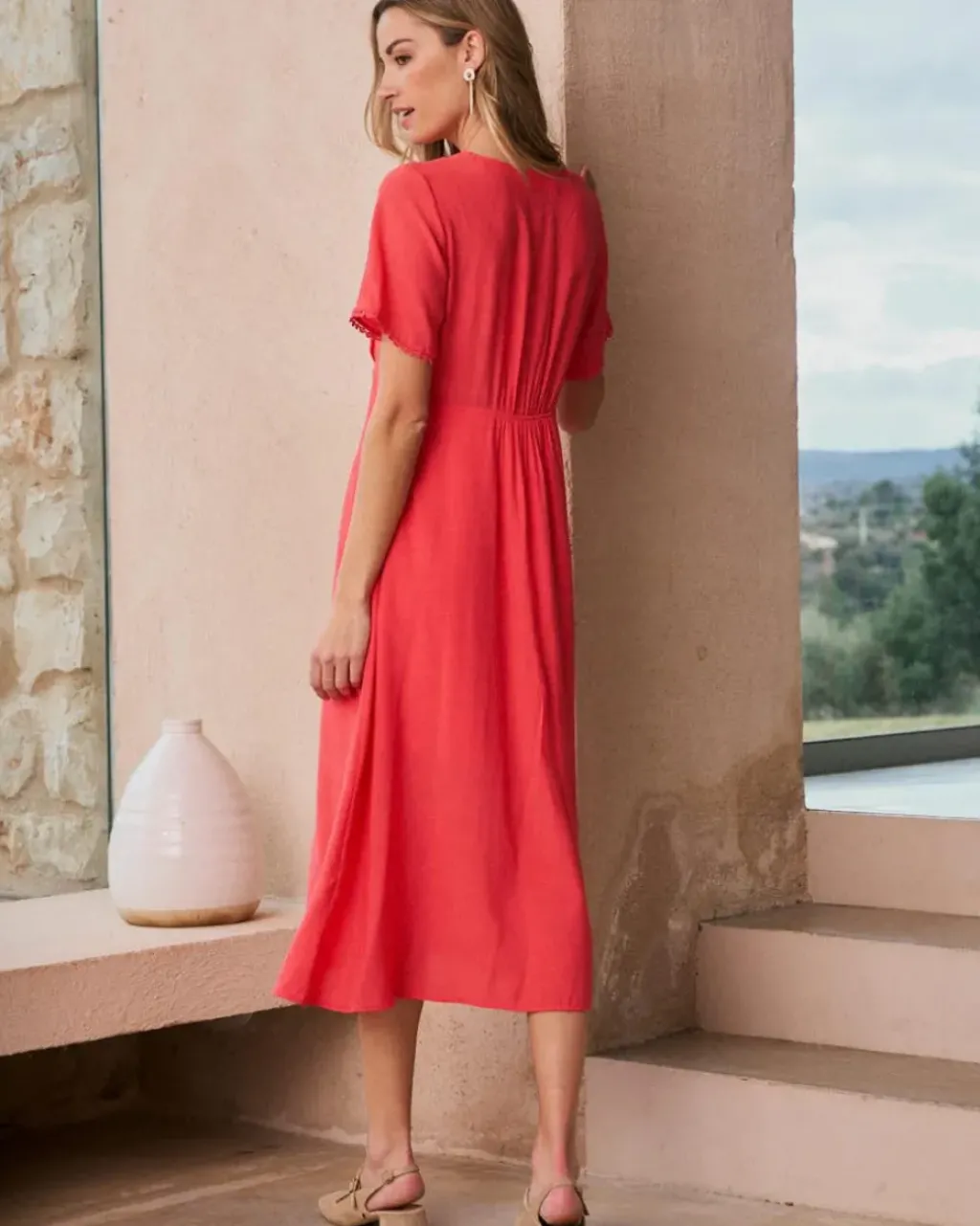 Polin et moi Vestidos Y Monos*Vestido Midi Tessaline coral