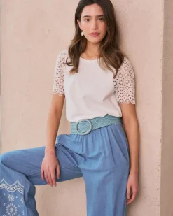 Polin et moi Camisetas Y Tops*Camiseta Manga Puntilla Inara blanco